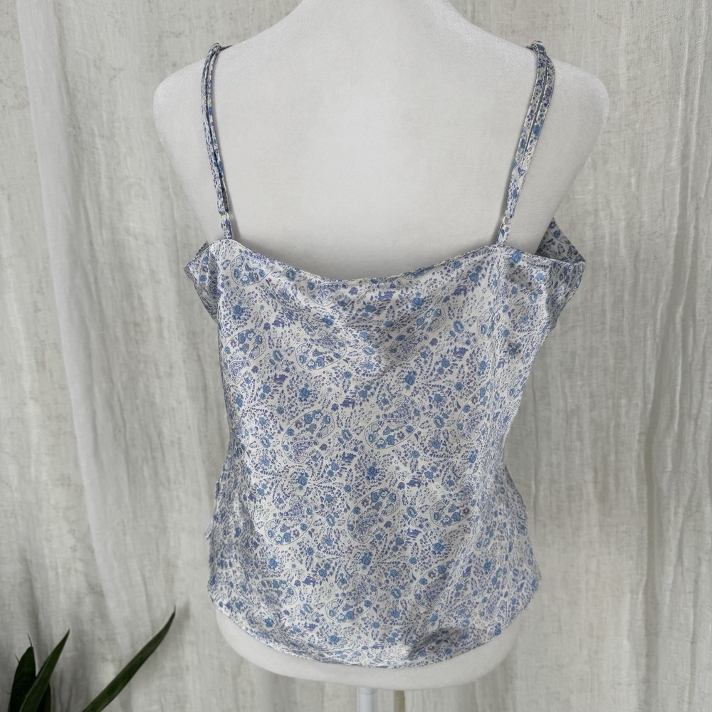 Vtg 90s Ditsy Floral Satin Slip Top M Boho Coastal Cottage Y2K Layering Silky - Picture 3 of 6